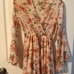 Sheer Top Floral Dress
